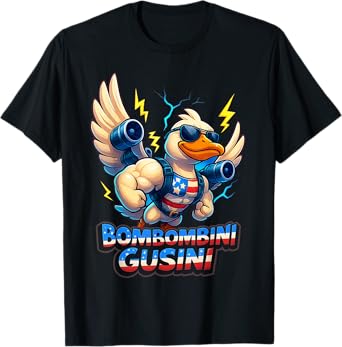 Bombombini Gusini Funny Brainrot Goose American Flag Meme T-Shirt