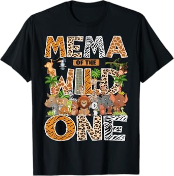 Mema Of The Wild One Safari Zoo Animal 1St Birthday T-Shirt