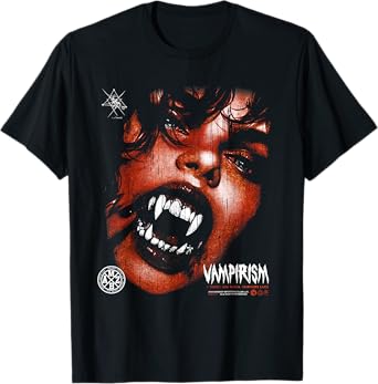 Dark Gothic Black and Red Vampire Emo Y2K Grunge Streetwear T-Shirt