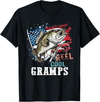 Reel Cool Gramps Camouflage American Flag Father's Day T-Shirt