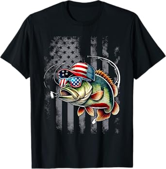Funny Fishing & Fisherman American Flag T-Shirt