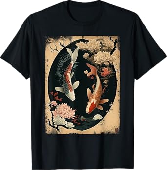 Nishikigoi Koi Carp Fish Japanese Art Japan Cherry Blossom T-Shirt