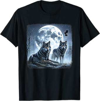Mystical Wolves Native American Full Moon Mountain 0CAS09 T-Shirt