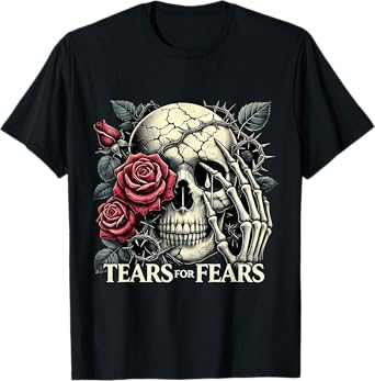Tears for Fears Gothic Skull and Roses Dark Aesthetic T-Shirt