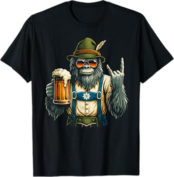 German Bigfoot Sasquatch Beer Lederhose Funny Oktoberfest T-Shirt