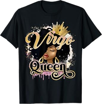 Birthday Melanin Virgo Queen African American Afro Women T-Shirt
