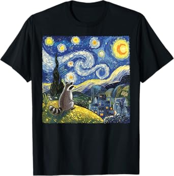 Raccoon Starry Night Van Gogh Racoon Gifts For Men Women Kid T-Shirt