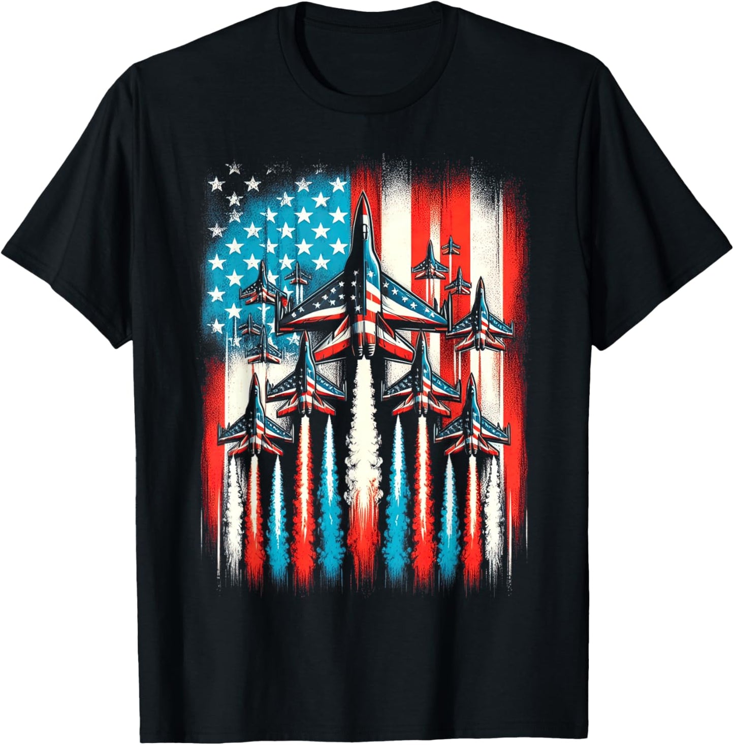 Patriotic Usa Flag Fighter Jets 4th Of July Shirts Men Boys T-shirt