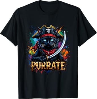 Cat Purrate Cat Kitty Lover Adventure Memes Cat Pirates T-Shirt