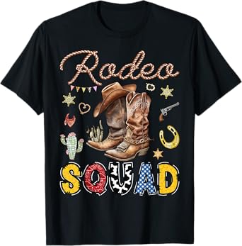 Rodeo Squad Western Cowboy Birthday Matching Family T-Shirt