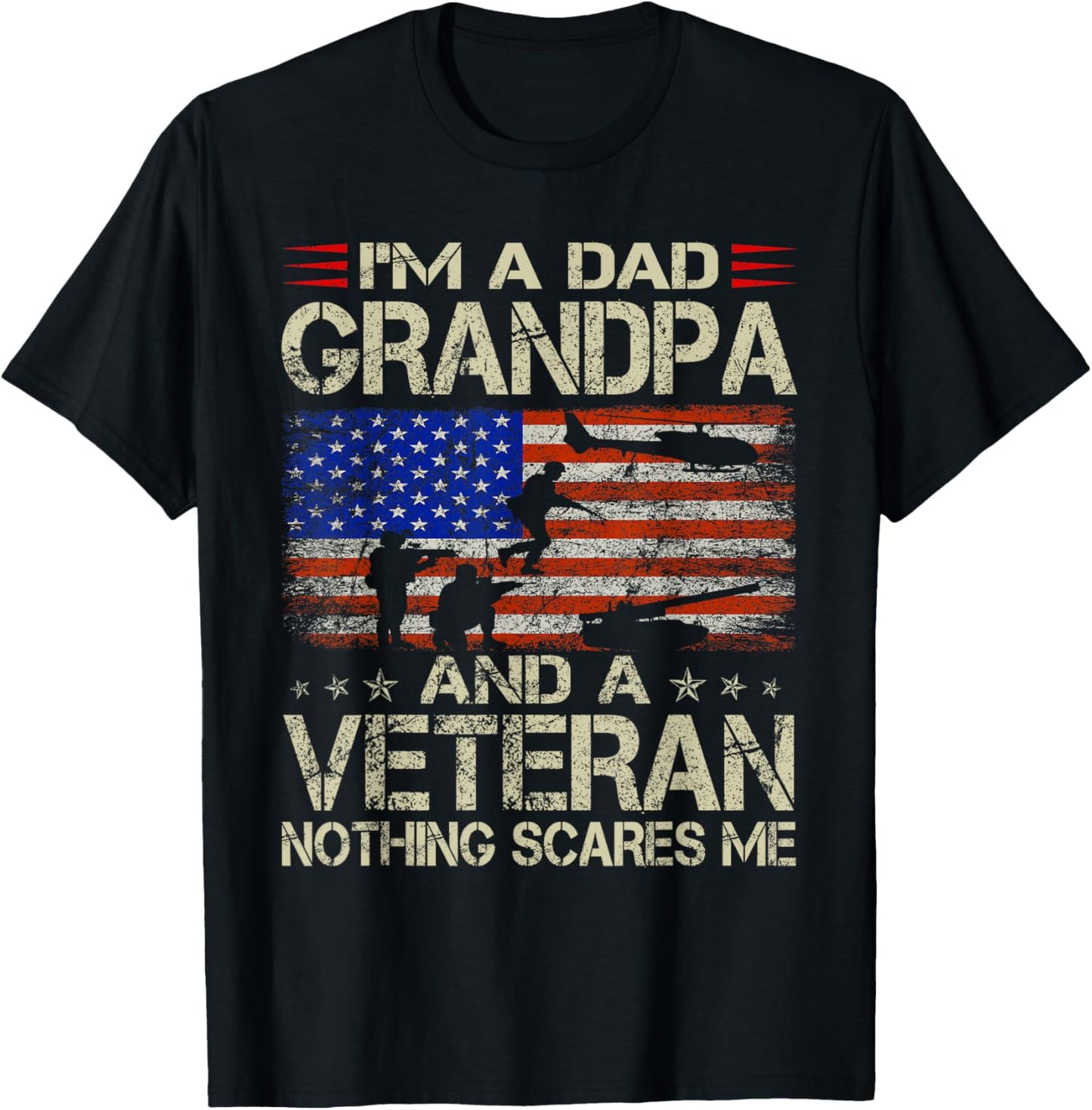 I'm A Dad Grandpa And Veteran Funny Retro Papa Grandpa Gifts T-Shirt