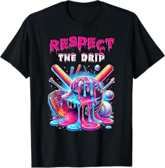 Baseball Drip Boys Ice Cream Drip Youth Respect The Drip T-Shirt
