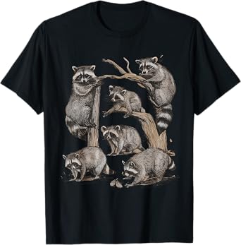 Racoon Portrait Sketch Wild Trash Panda Cute Raccoon T-Shirt