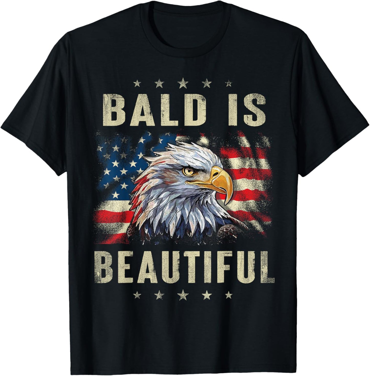 Bald Is Beautiful 4th of July Independence Day America Eagle T-Shirt