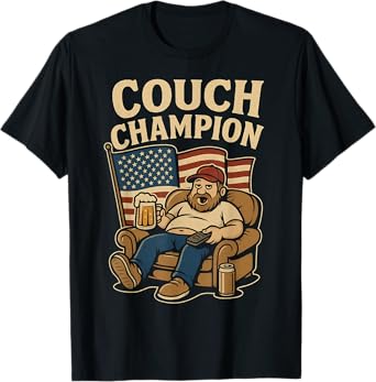 Couch Champion โ Funny Beer and TV Lover Design T-Shirt