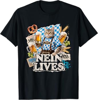 Funny Oktoberfest Cat Lovers Nein Lives Beer T-Shirt