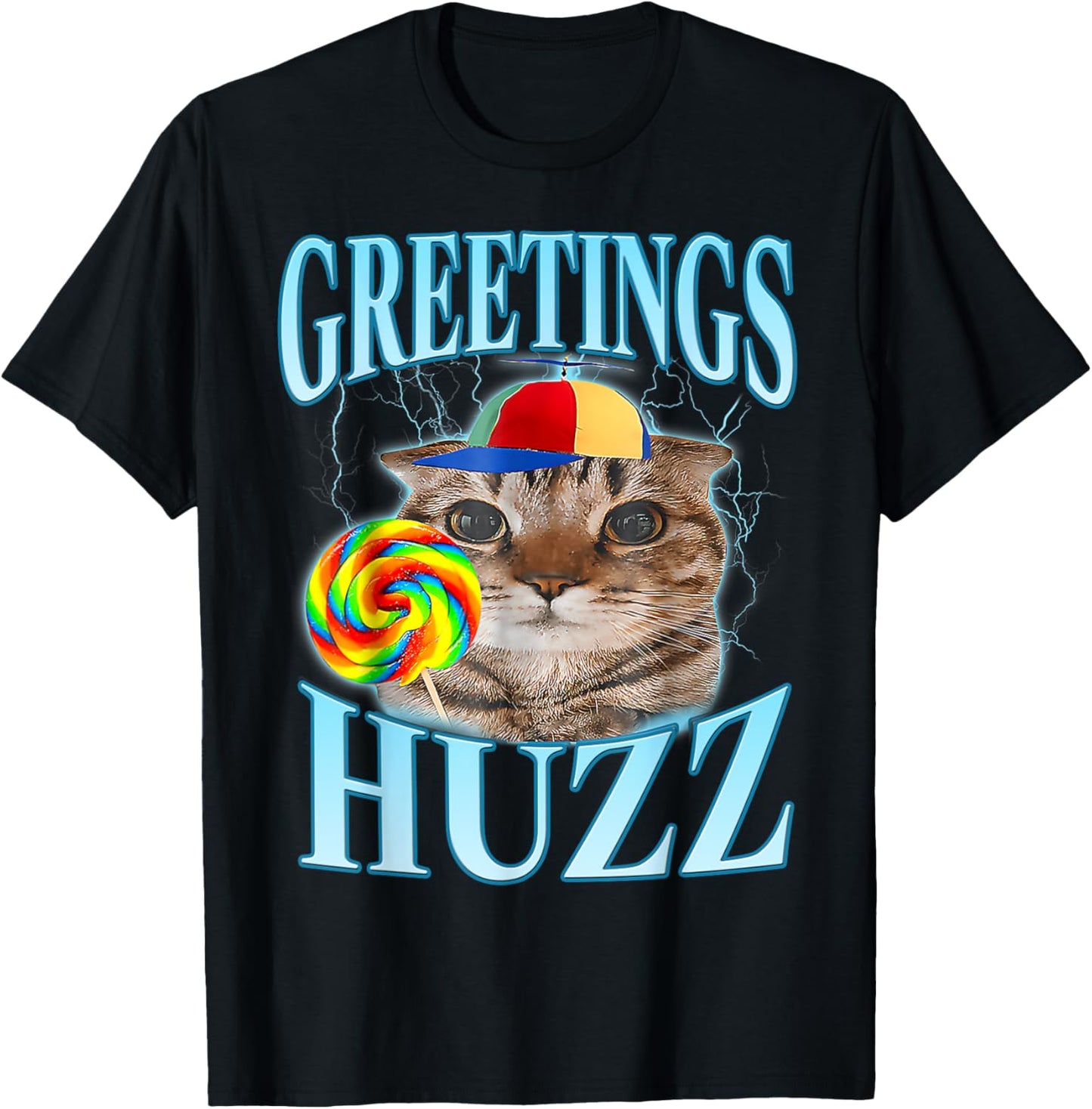 Greetings Huzz Funny Gen Z Gen Alpha Silly Cat Vintage T-Shirt