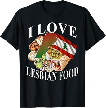 Cute Funny I Love Lesbian Food LGBT Pride Month T-Shirt