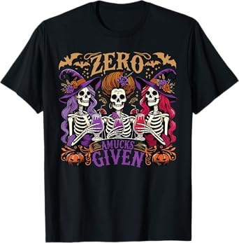 Funny Zero Amucks Given Cute Amuck With Bat Halloween Witch T-Shirt