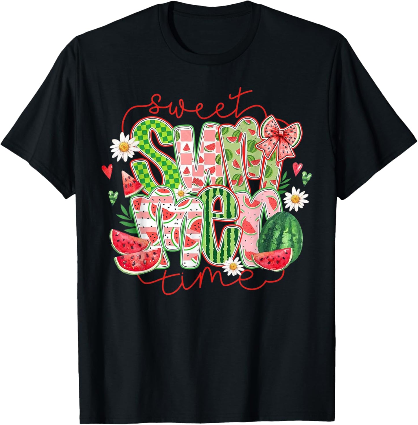 Sweet Summer Time Watermelon Vibes Coquette Bow Girls Womans T-Shirt