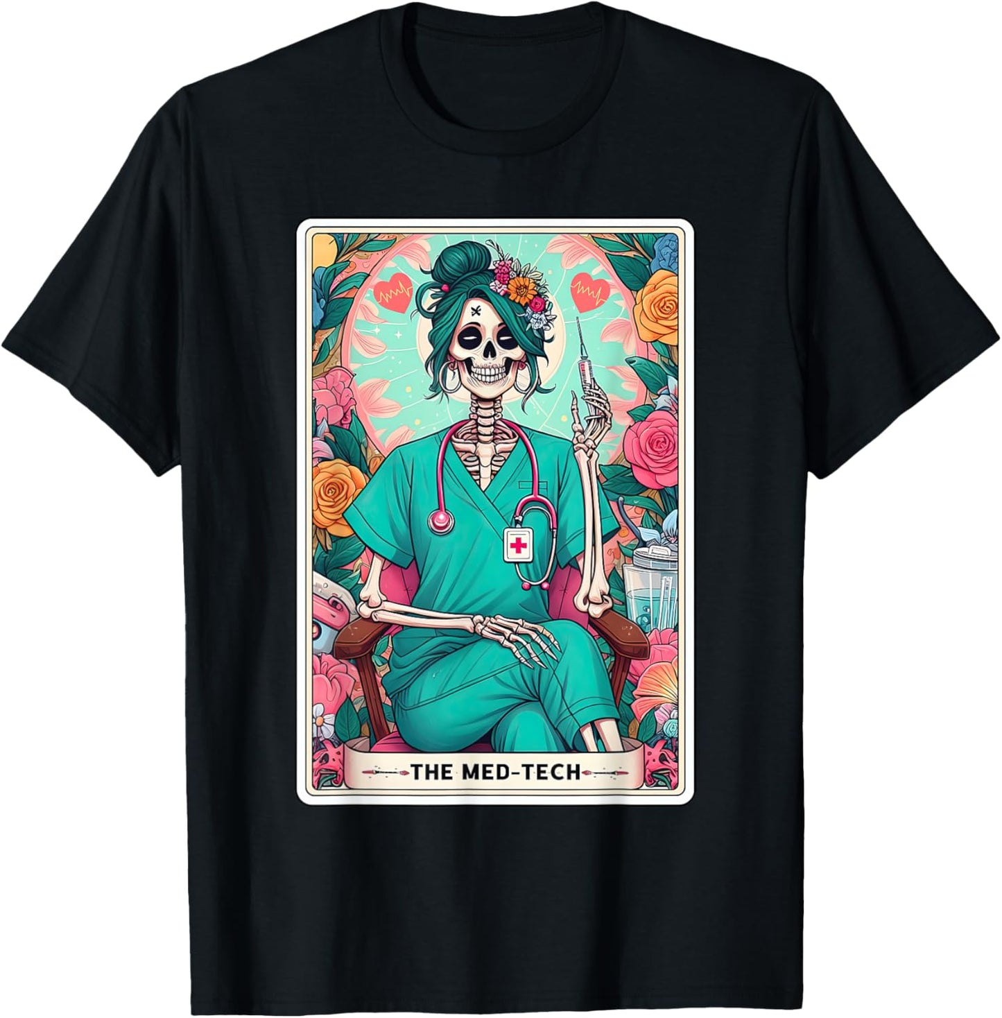 The Med Tech Tarot Card Skeleton Medication Aide CMA Nursing T-Shirt