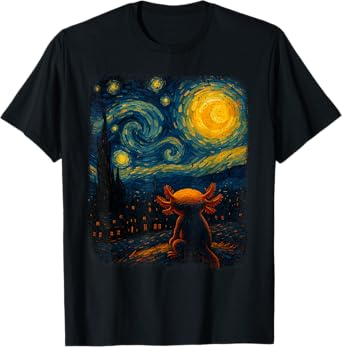 Axolotl Starry Night Van Gogh Art Gifts For Men Women Kid T-Shirt