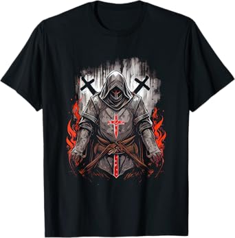 Knight Templar Kneeling Crusader Templar Warrior Of Christ T-Shirt