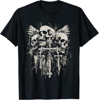 Skull Cross Y2K Goth Alt Grunge Gothic Emo Aesthetic T-Shirt