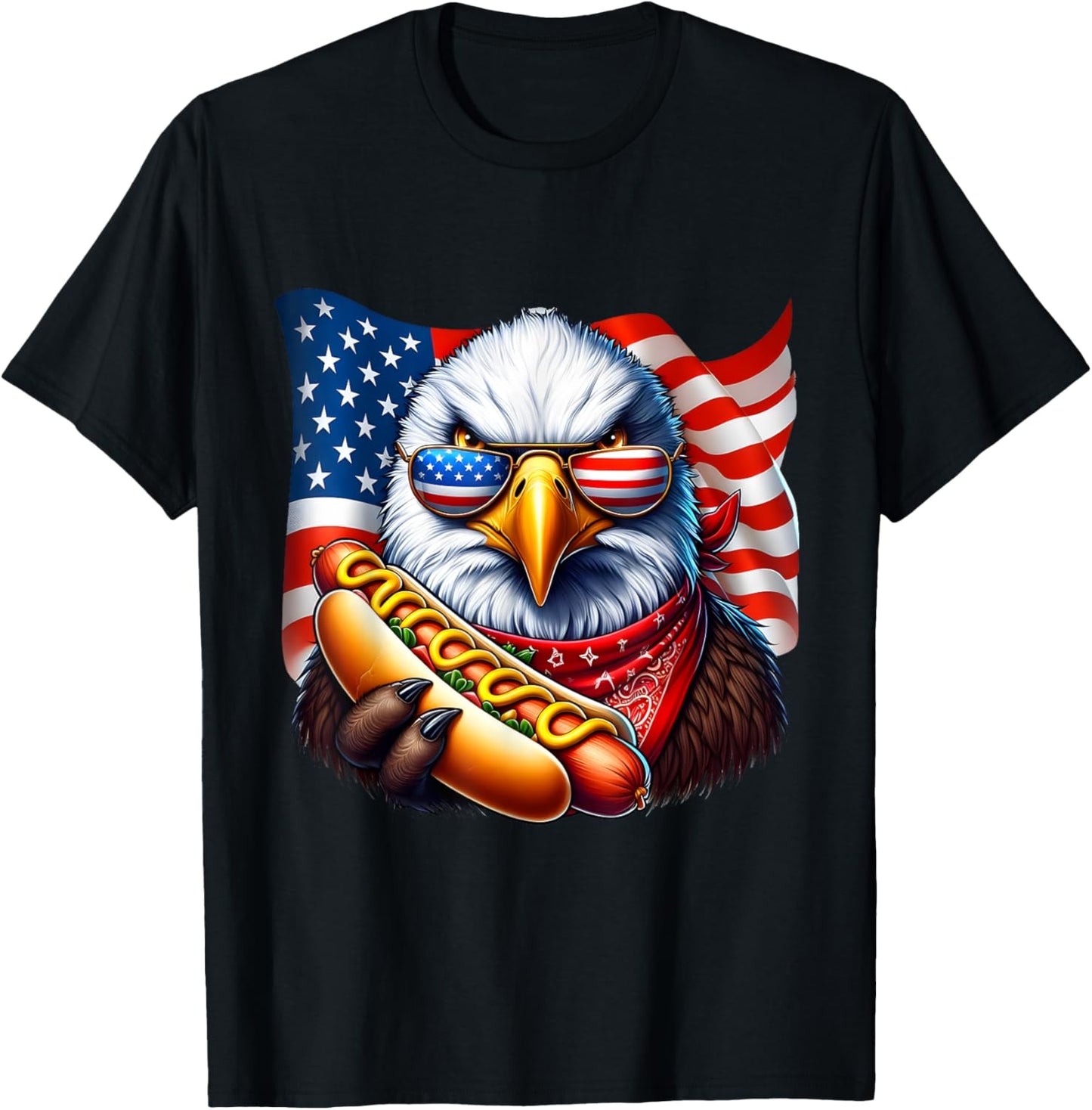 4th of July Bald Eagle Hotdog Patriotic Funny American T-Shirt
