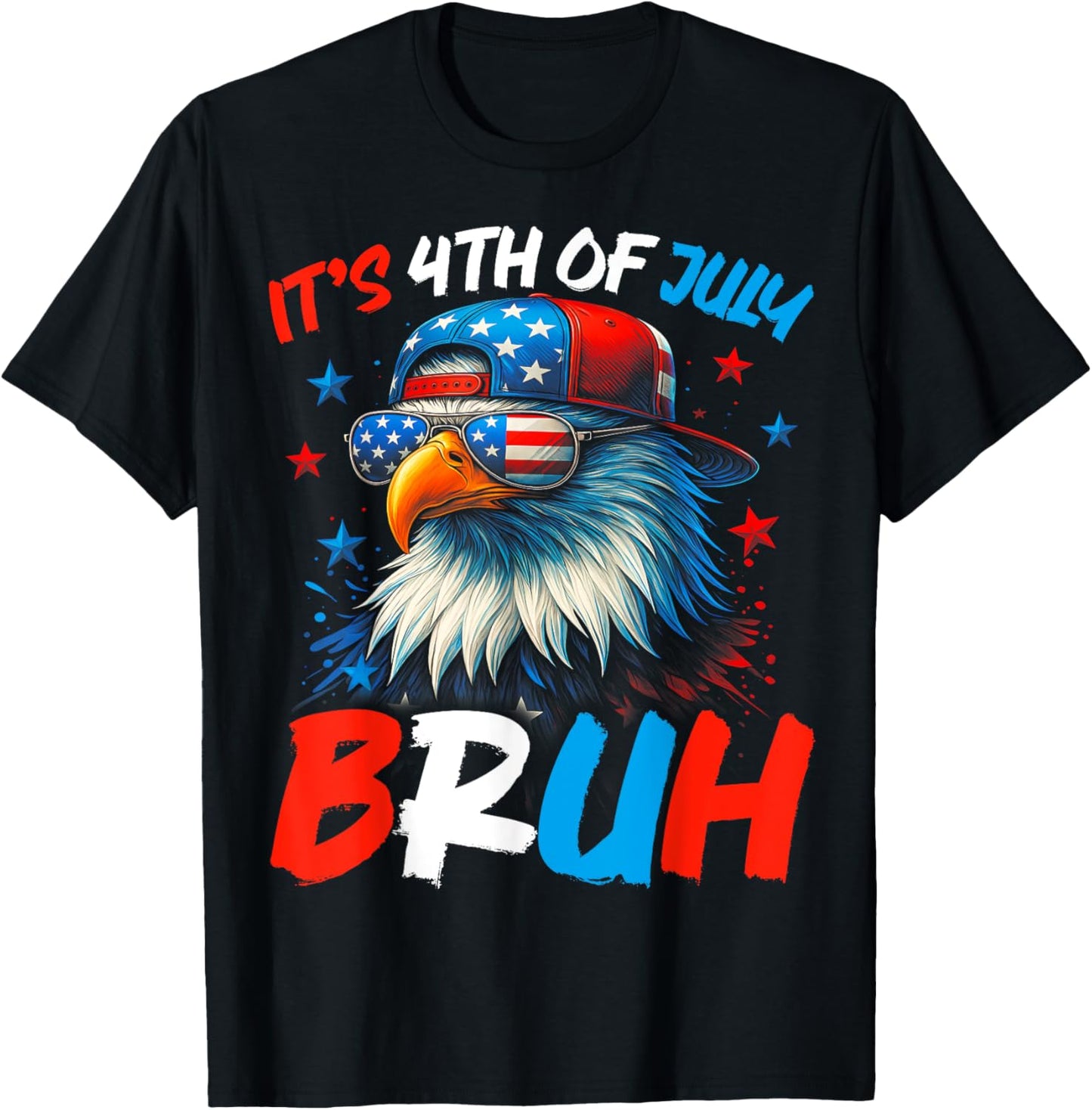 Bruh 4th Of July Boys Kids Fourth Of July Bald Eagle T-shirt