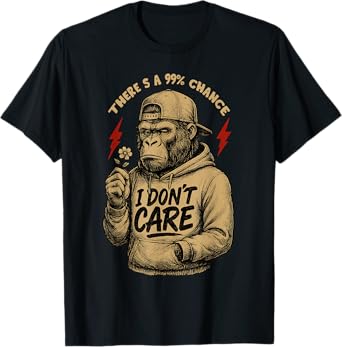 There's A 99% Chance I Don't Care Funny Monkey Men T-Shirt