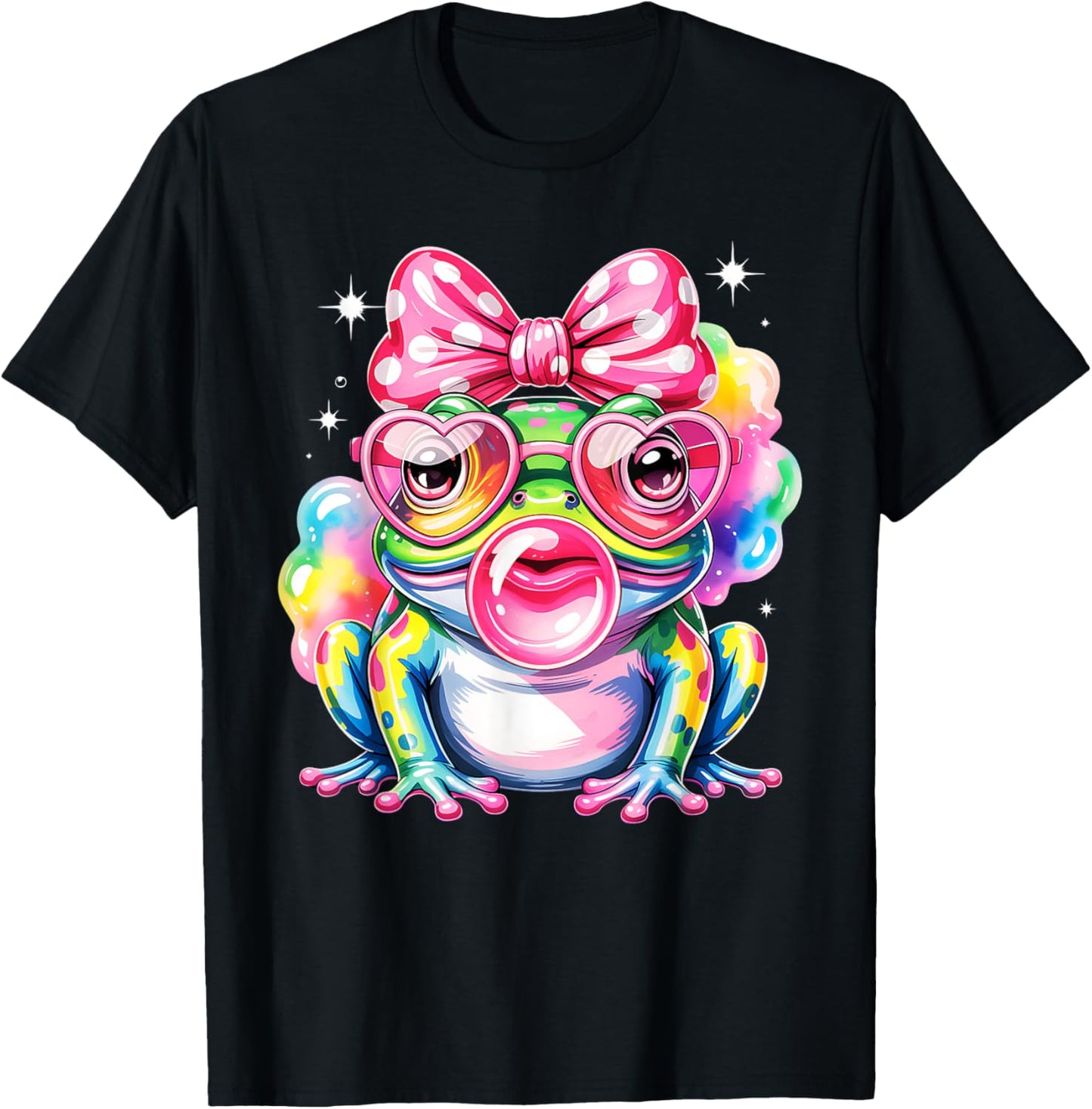 Cool Rainbow Frog with Sunglasses Bubblegum Cute Girls T-Shirt