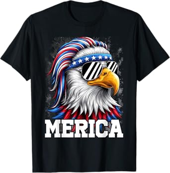 Merica Toddler Eagle Funny Patriotic Eagle USA Flag Kids T-Shirt