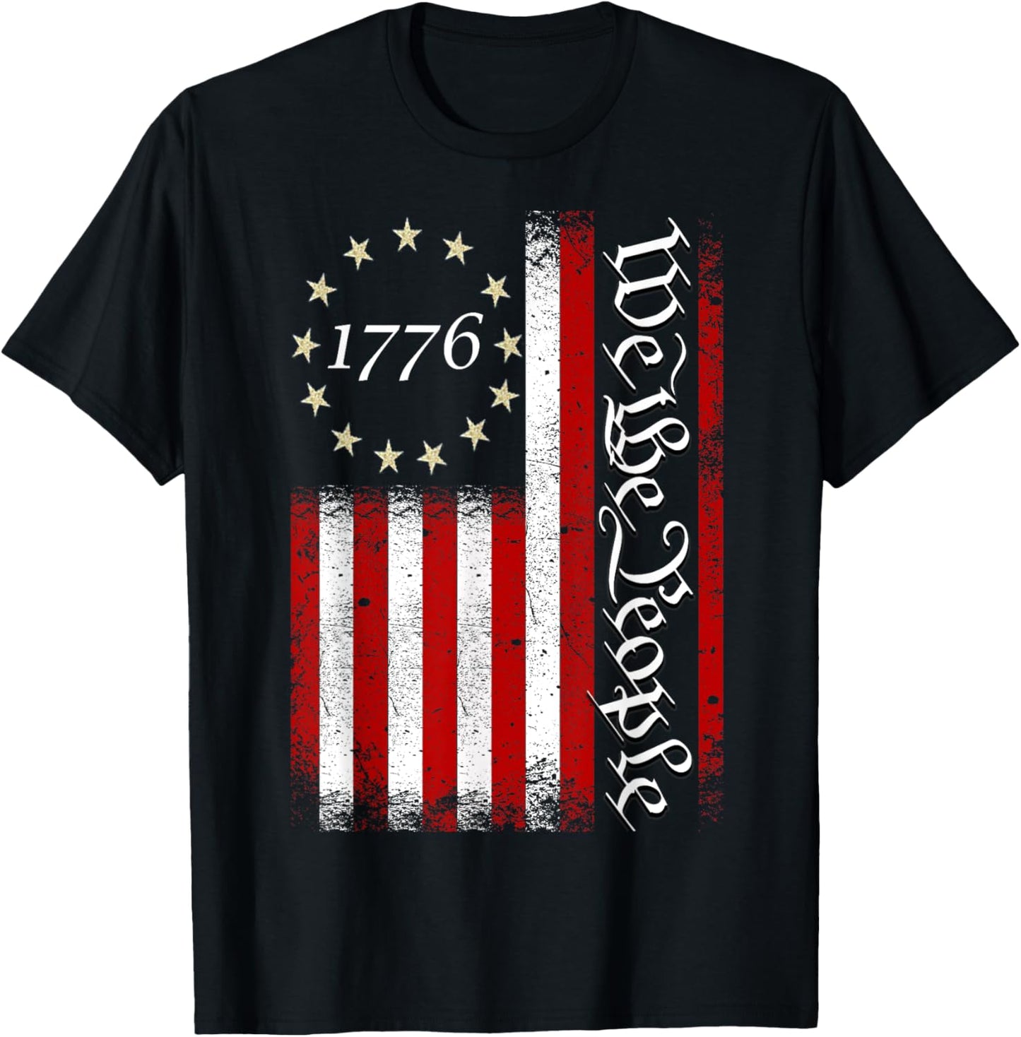 Vintage Old American Flag Patriotic 1776 We The People USA T-Shirt