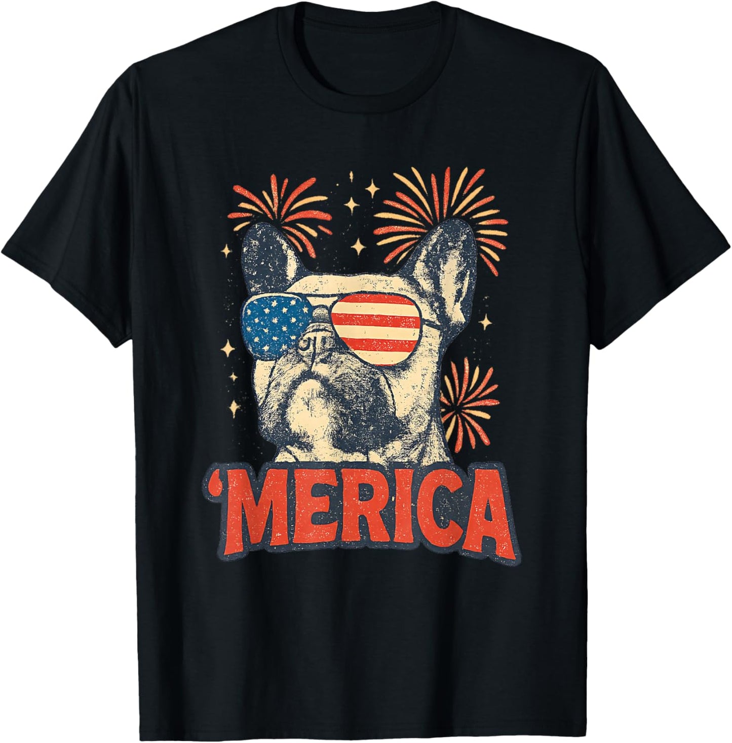 'merica French Bulldog American Flag 4th Of July Frenchie T-shirt