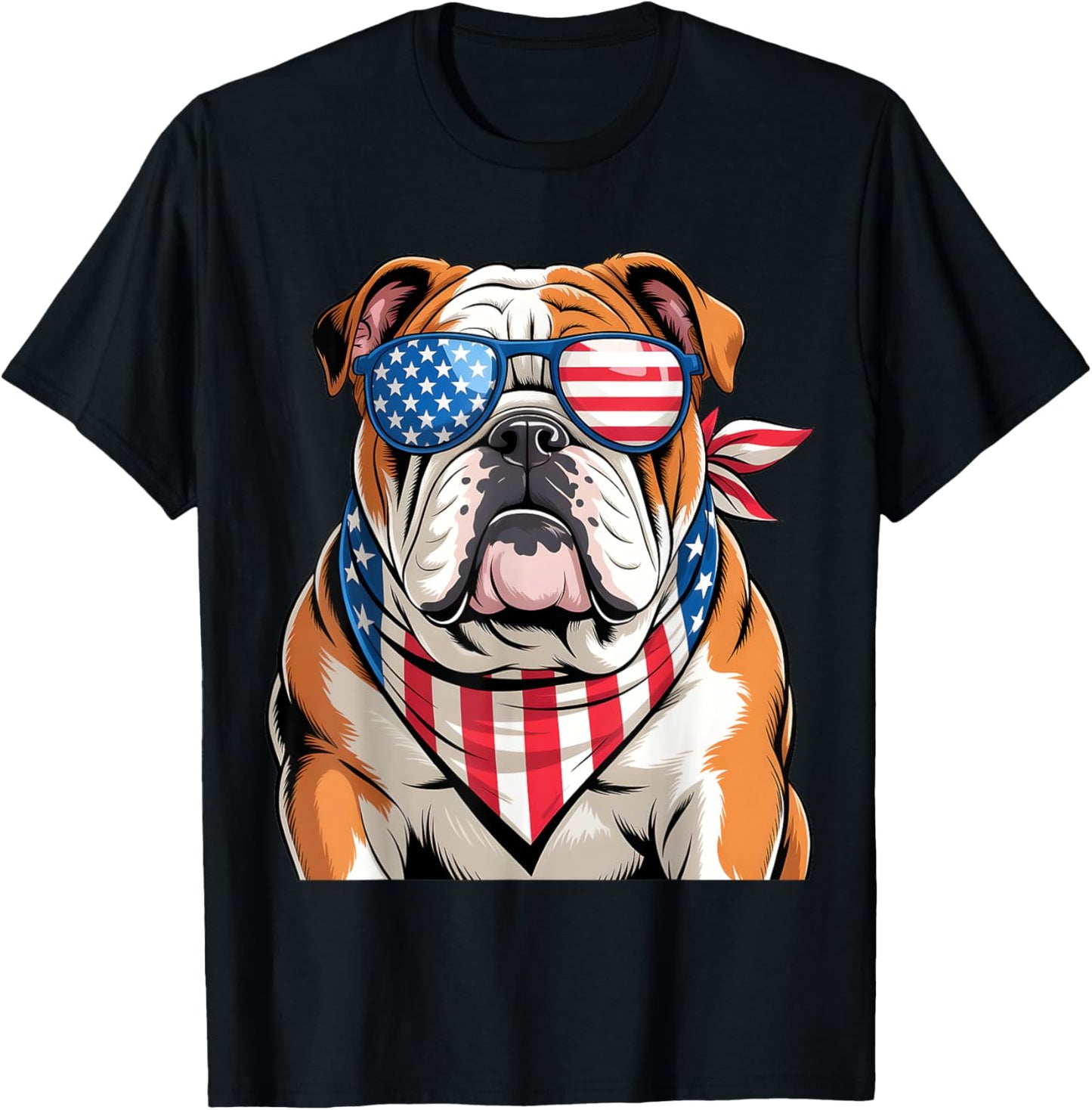 American Flag Patriotic Bulldog 4th Of July 2025 USA Men T-Shirt