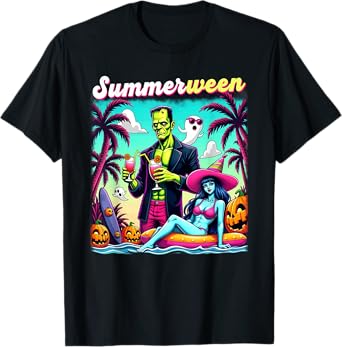 Summerween Summer Halloween Zombie Frankenstein Boo Ghost T-Shirt
