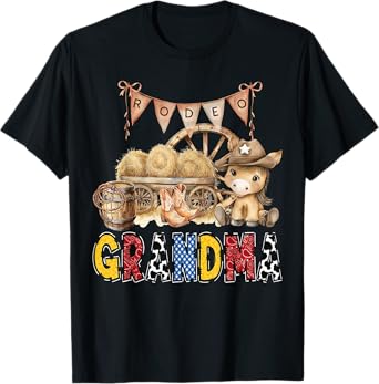 Rodeo Grandma Western Cowboy Birthday Family Matching T-Shirt