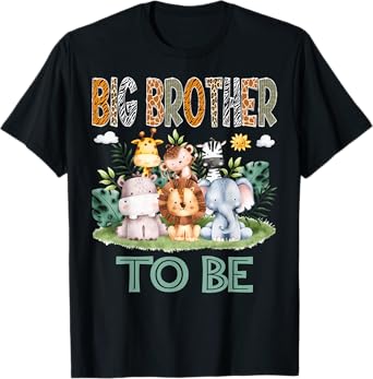 Soon To Be Big Brother Safari Jungle Animal Gender Reveal T-Shirt