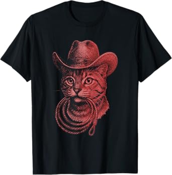 Funny Cat Cowboy Western Country T-Shirt