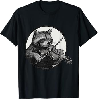 Funny Orchestra Musician Violinist Raccoon Playing Violin T-Shirt