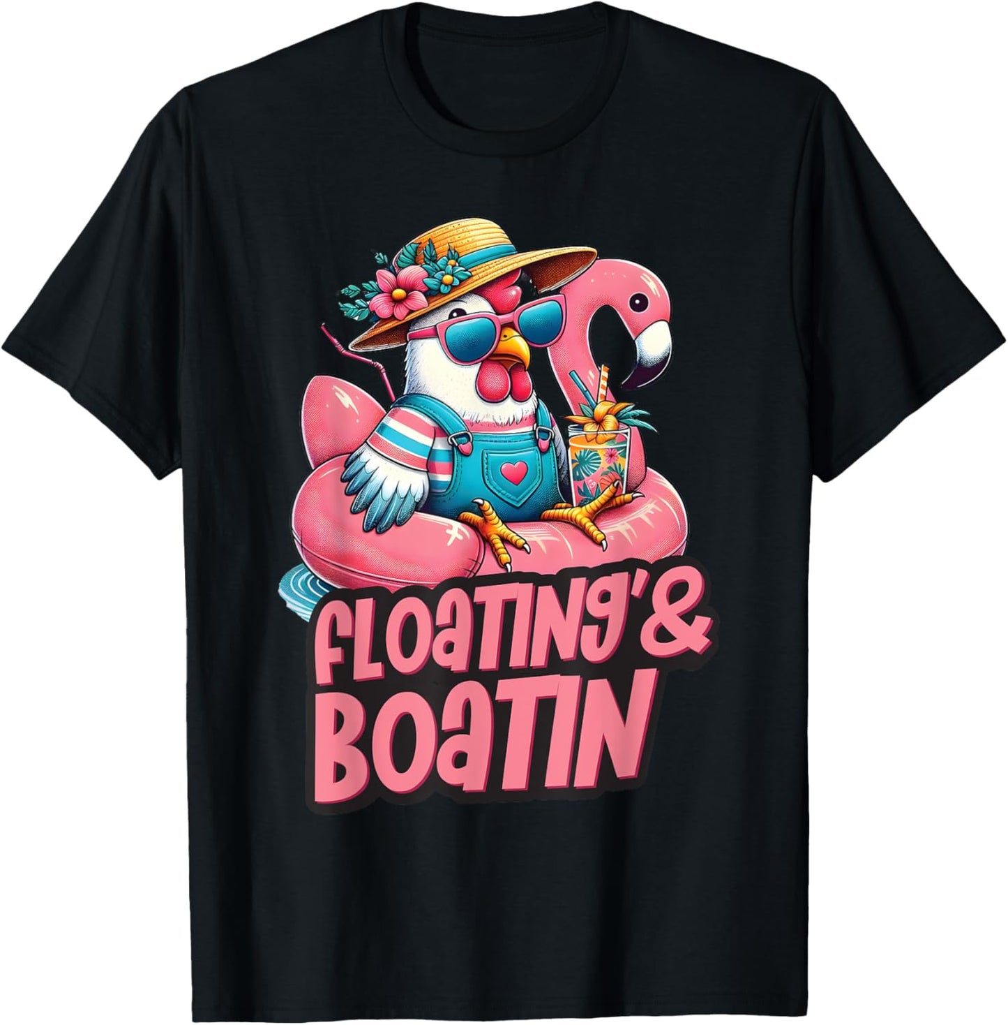 Summer Vacation Chicken Floating Boating Summer Vibe Lovers T-shirt by TeeBrew