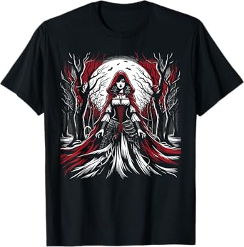 Gothic Red Riding Hood Dark Halloween Spooky T-Shirt