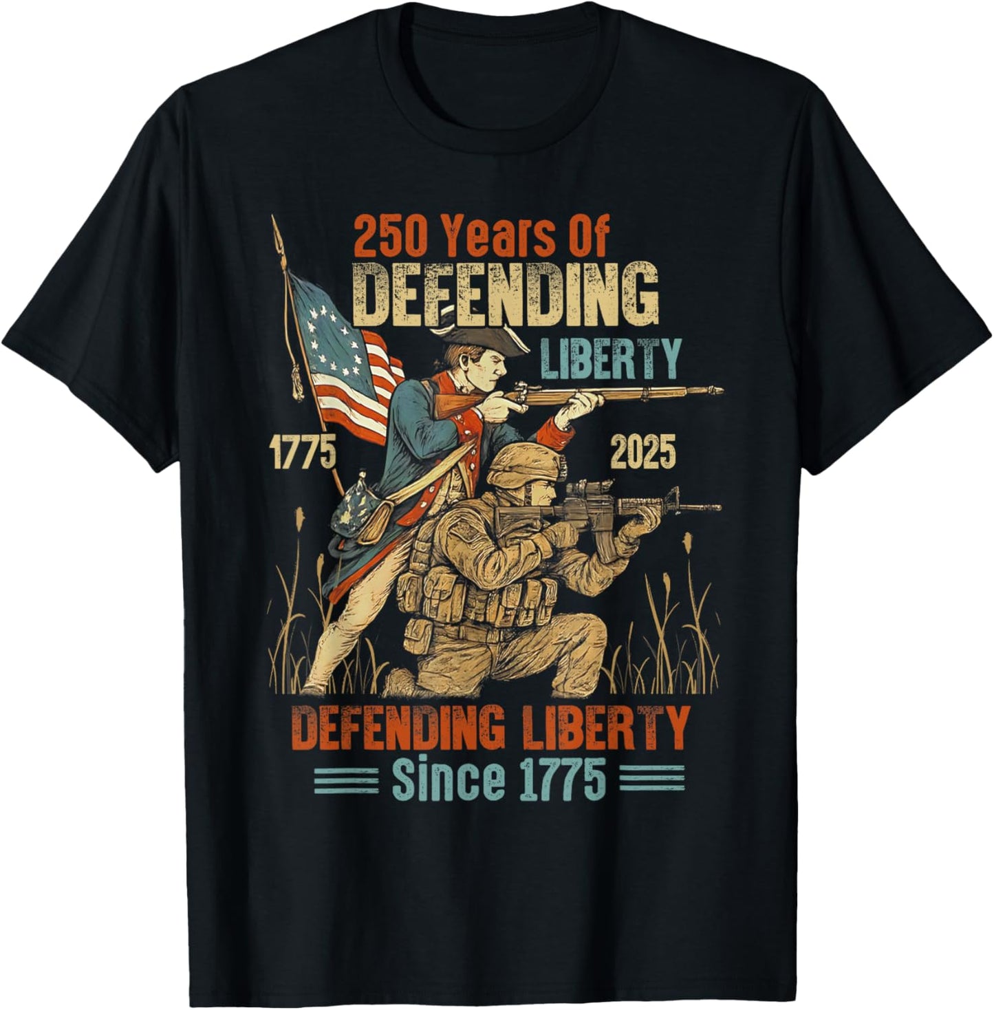 American Army 250th Anniversary Defending Liberty 1775 2025 T-Shirt