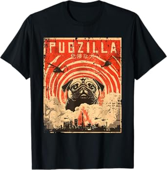 Pugzilla Tee Design for Pug Owner Retro Vintage Apparel Pugs T-Shirt