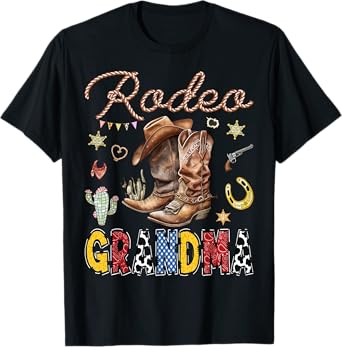 Rodeo Grandma Western Cowboy Birthday Matching Family T-Shirt