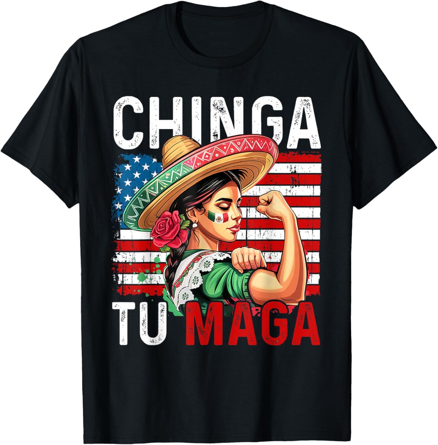 Chinga Tu MAGA Funny Mexico Vintage Women T-Shirt