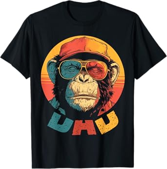 Cool Retro Monkey Dad Funny Father’s Day Tee T-Shirt