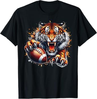 Touchdown American Football Game Day Thanksgiving Tiger Cool T-Shirt