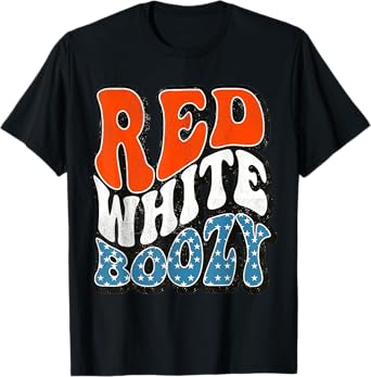 Red White & Boozy Retro, 4th Of July, Patriotic Tees T-Shirt for Women Men
